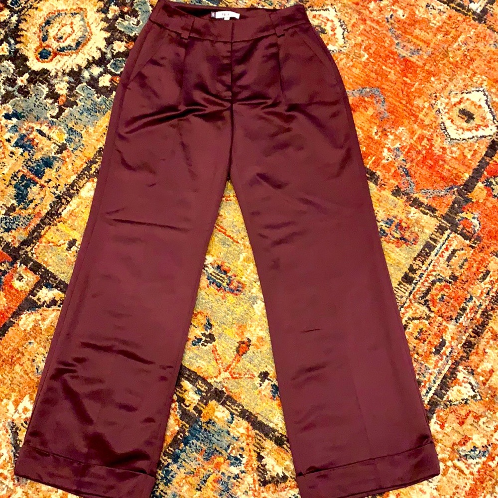 Jennifer Lopez Burgundy Wide Leg Pants